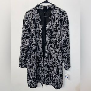Alfani Jacket Cross Over Art Blossom I Pattern Black/White Size XL